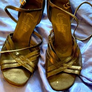 Comfort brand sz 8.5 black peeptoe suede bottom dance shoes very good condition